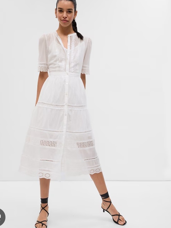 GAP Dresses & Skirts - NWT GAP Eyelet Lace Button-Front Midi Dress Size XS
